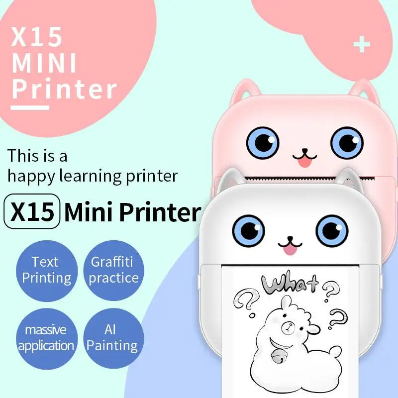 Portable Mini Thermal Photo Printer Cordless Label Printer Rechargeable Design Compact for Text Photos and Symbols for Printing