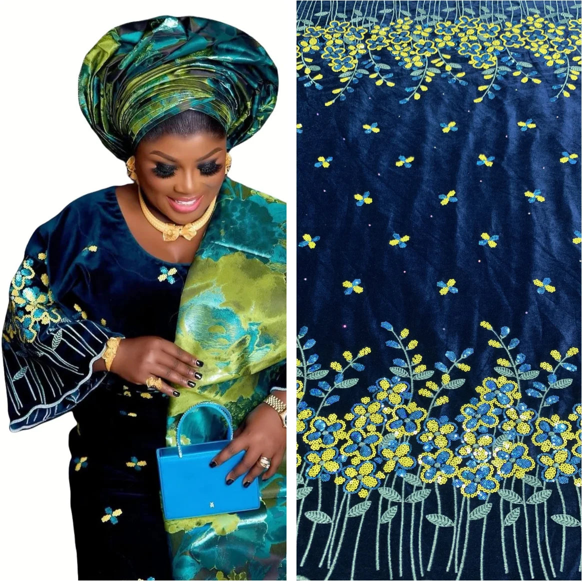 2023 New African Velvet Lace Fabric 5 Yards High Quality Wedding Dress Luxury Sequins Embroidery Nigerian Lace Fabric