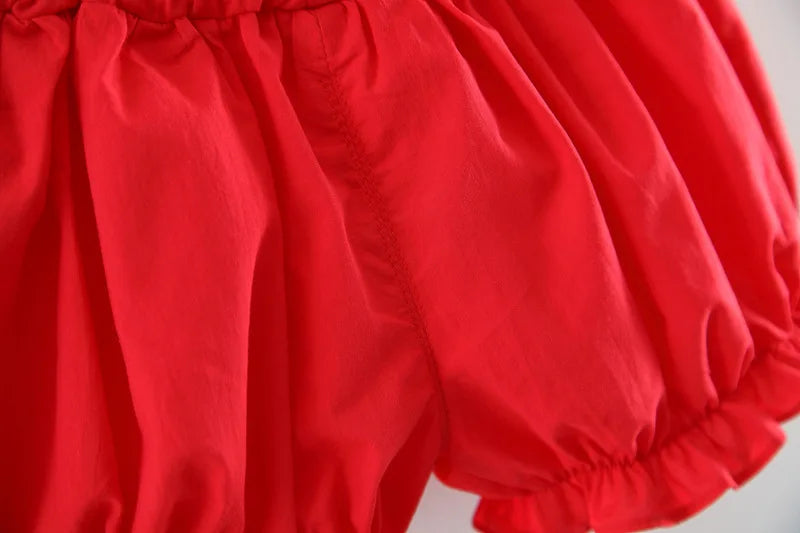 New Two-Piece Halter Strawberry Print Polka Dot Bloomers For Baby Girls Casual Summer Two-Piece Sweet Princess Dress
