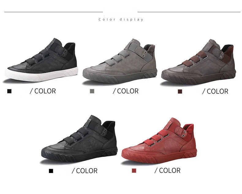 Retro High Top Men's Shoes Luxury Leather Casual Shoes Men British style Ankle Boots Comfortable Soft Men Sneakers New Moccasins