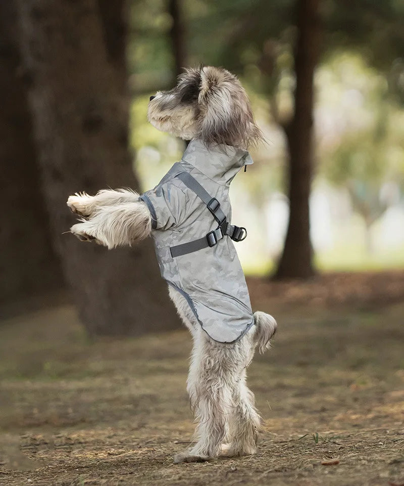 Waterproof Dog Rain Jacket with Harness Safety Reflective Dog Raincoat for Small Dogs Pet Outdoor Jackets for Jungle Camping