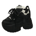 Women Walking Sneakers Autumn Lace-up High Platform Chunky Shoes Breathable Leather Shoes 10.5CM Winter Wedge Heels Casual Shoes