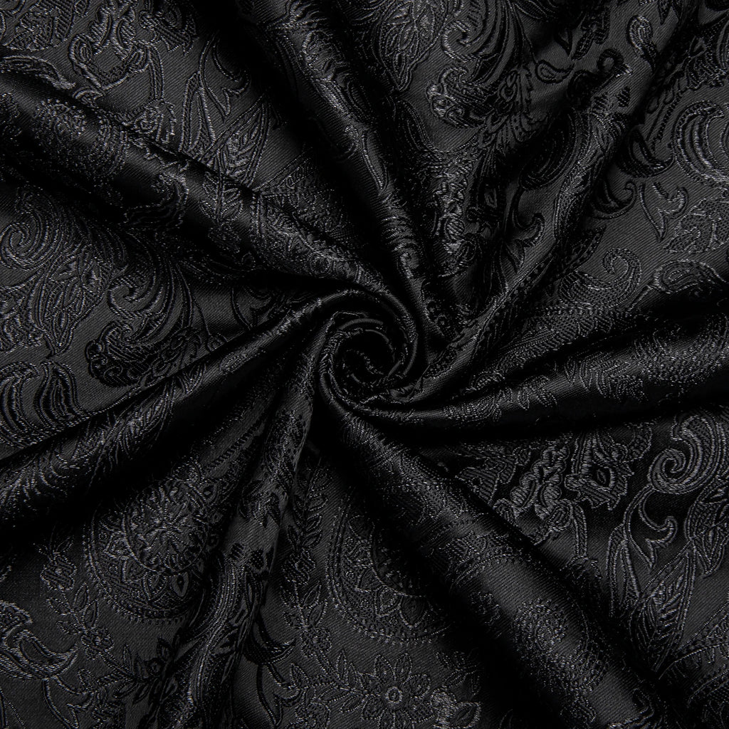 Polyester Dress Shirts for Men Black Solid Paisley Red Silver Long Sleeve Turn Down Collar Prom Social Men's Shirt