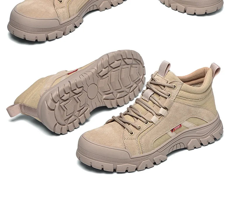 2024 High-top work safety boots men's steel toe work shoes indestructible anti-smashing anti-puncture work sneakers