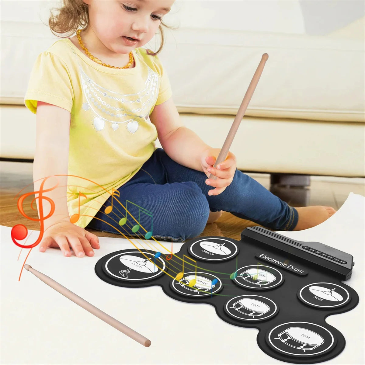 2022New Folding Silicone Hand Roll USB Electronic Drum Portable Practice Drums Pad Kit With Drumsticks Sustain Pedal