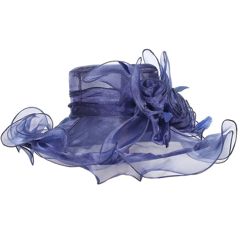 FS Wide Brim Kentucky Derby Hats Fascinators For Women With Veil Flower Organza Wedding Church Cocktail Tea Party Dress Cap 2025