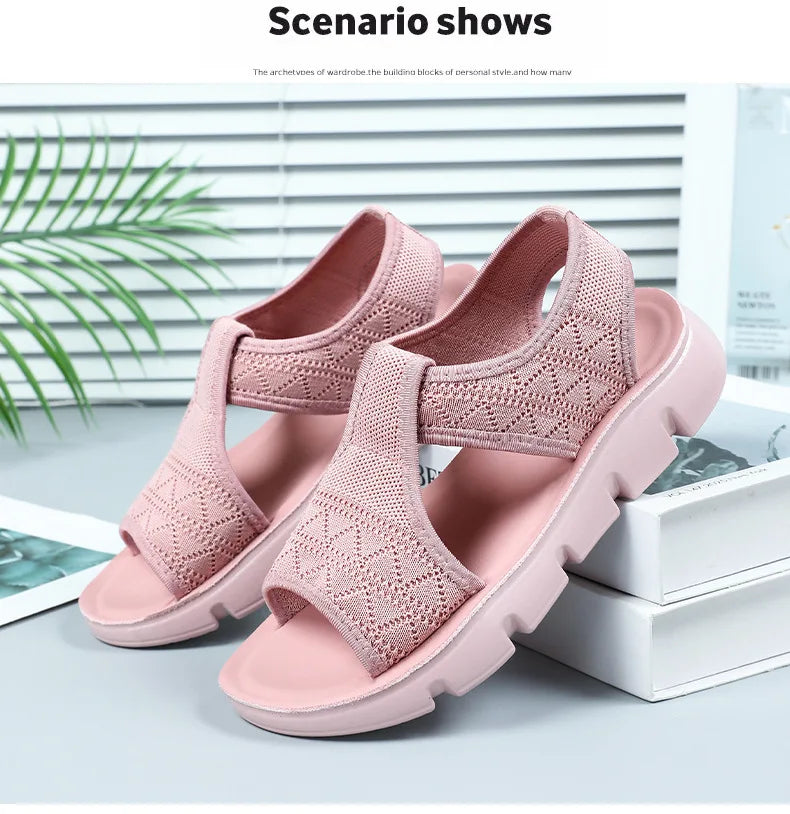 Summer 2026 Women's Breathable Sandals Thick Soled Casual Women's Shoes Half Slippers Mesh Flat Sandals Clearance Treatment