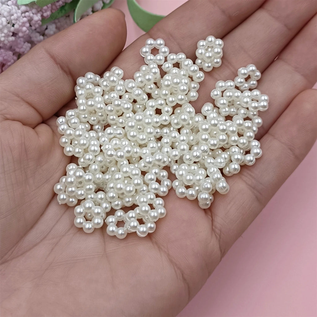 8-15mm 40pcs/pack Imitation Pearl Hollow Heart Star Flower Beads For Jewelry Making DIY Crafts Hairpin Material