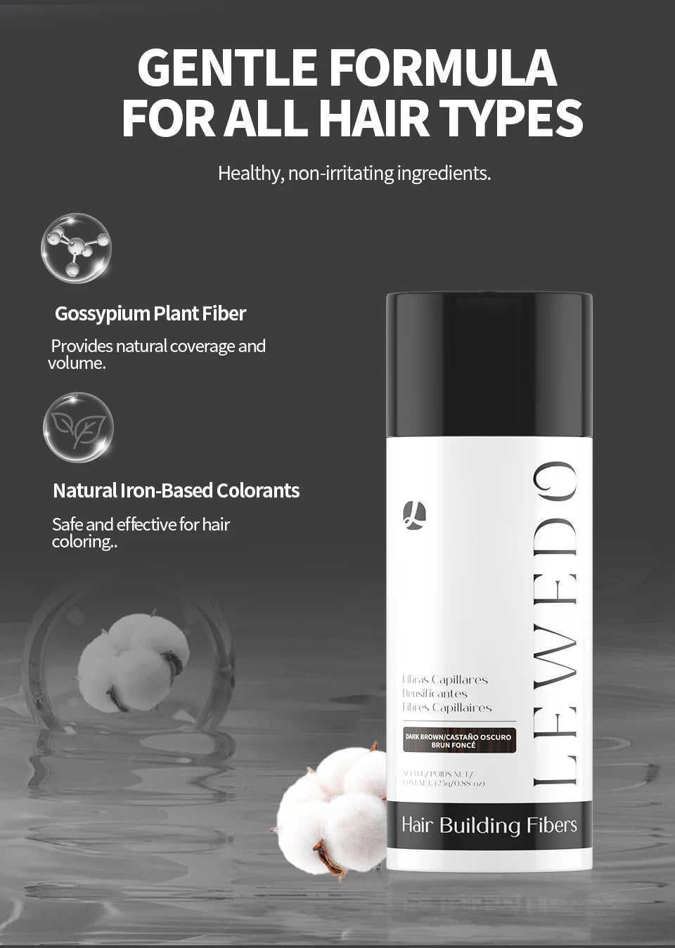 LEWEDO Hair Fiber Powder 25g Keratin Hair Building Fiber Hair Regrowth Powder Hair Styling Powder Hair Loss Hair Growth Product