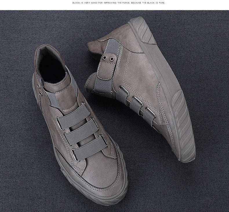 Retro High Top Men's Shoes Luxury Leather Casual Shoes Men British style Ankle Boots Comfortable Soft Men Sneakers New Moccasins