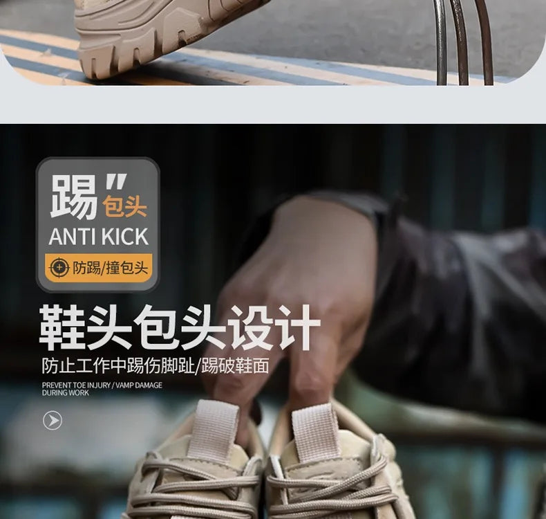 2024 High-top work safety boots men's steel toe work shoes indestructible anti-smashing anti-puncture work sneakers