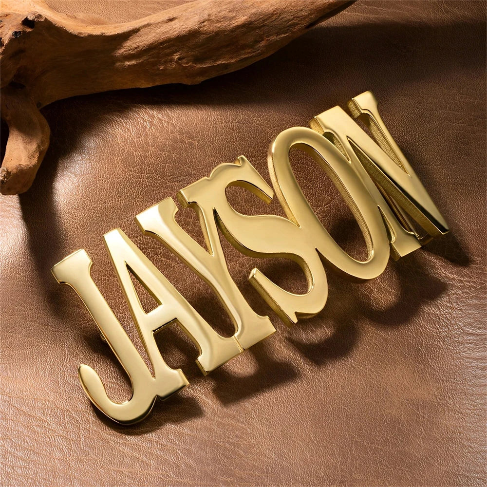 Mens Name Belt Buckle Personalized Jewelry Fashion Dress Belt for Dad Husband Gift Custom Letter LOGO Unisex Belt Buckle