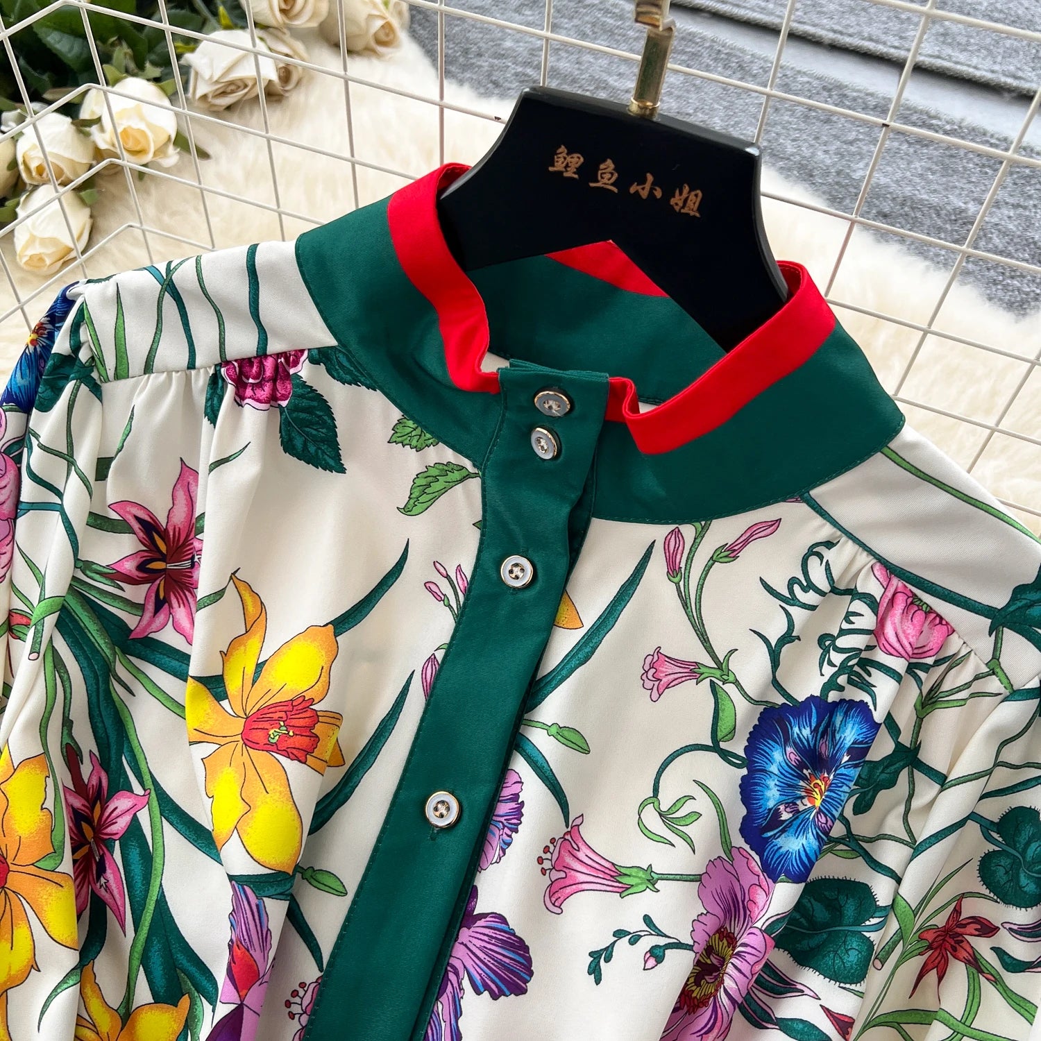 Elegant Long Sleeves Vintage Stand Collar Chic Single Breasted Print Bandage Slim Long Dress High Street Autumn Winter Clothing