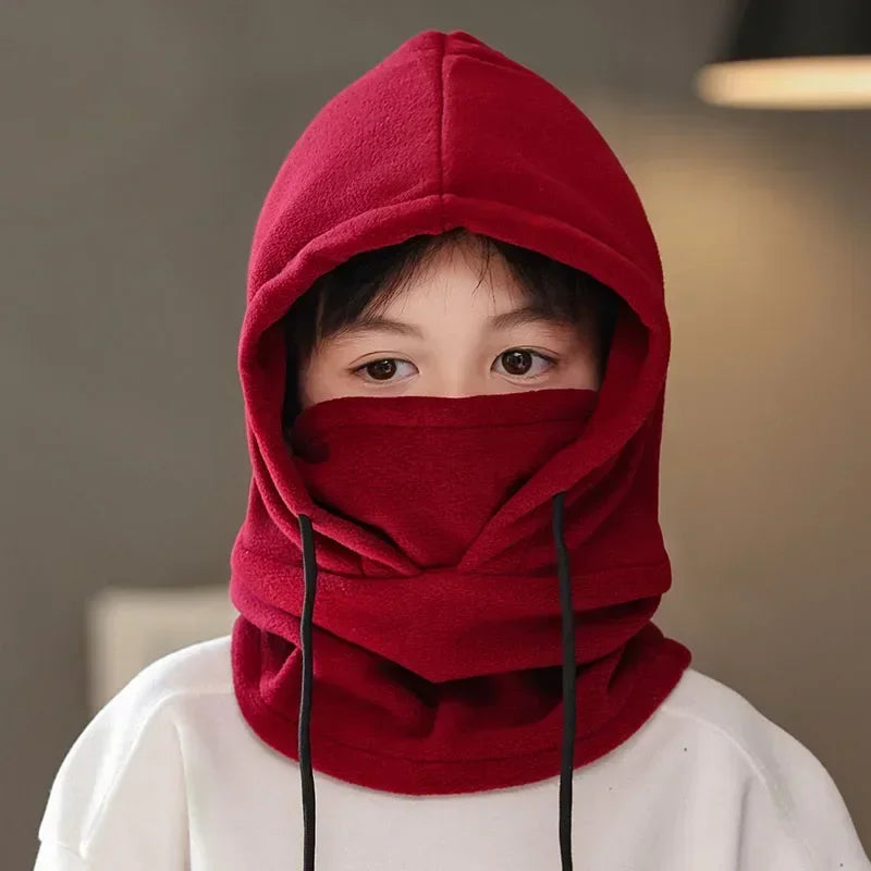Warm Fleece for Children Boy Girl Winter Face Mask Neck Warmer Hooded Cap Windproof Thermal Head Cover Beanies Bandana
