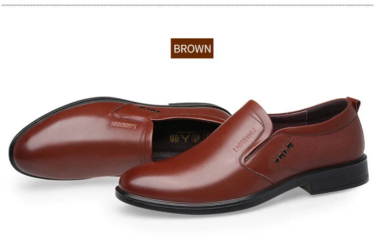 LAORENTOU genuine leather casual shoes, men's cowhide breathable soft sole, versatile business leather shoes