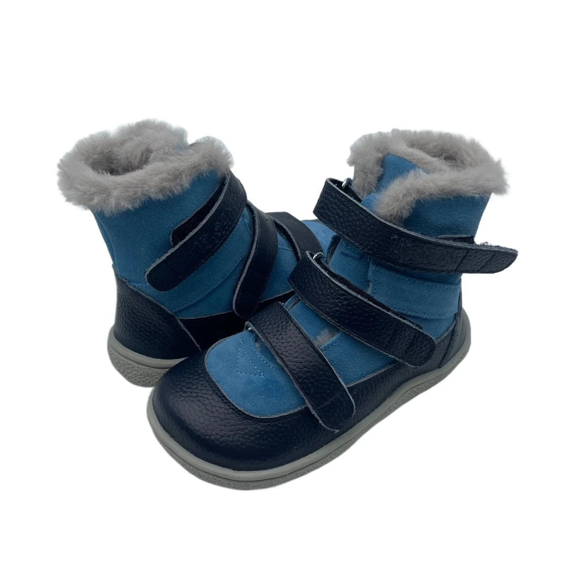 TipsieToes Top Brand Barefoot Genuine Leather Baby Toddler Girl Boy Kids Shoes For Fashion Winter Snow Boots 3 Straps Fur Inside