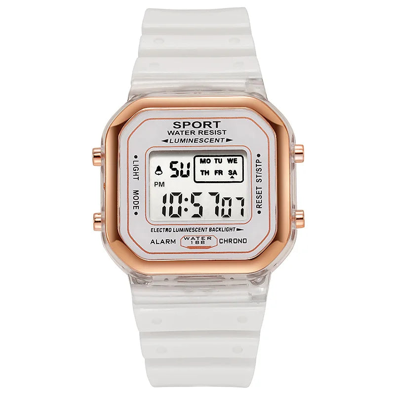 Fashion Brand Student Transparent Electronic Watch Candy Multicolor LED Ladies Sports Waterproof Wirstwatch Clock Gift relógio
