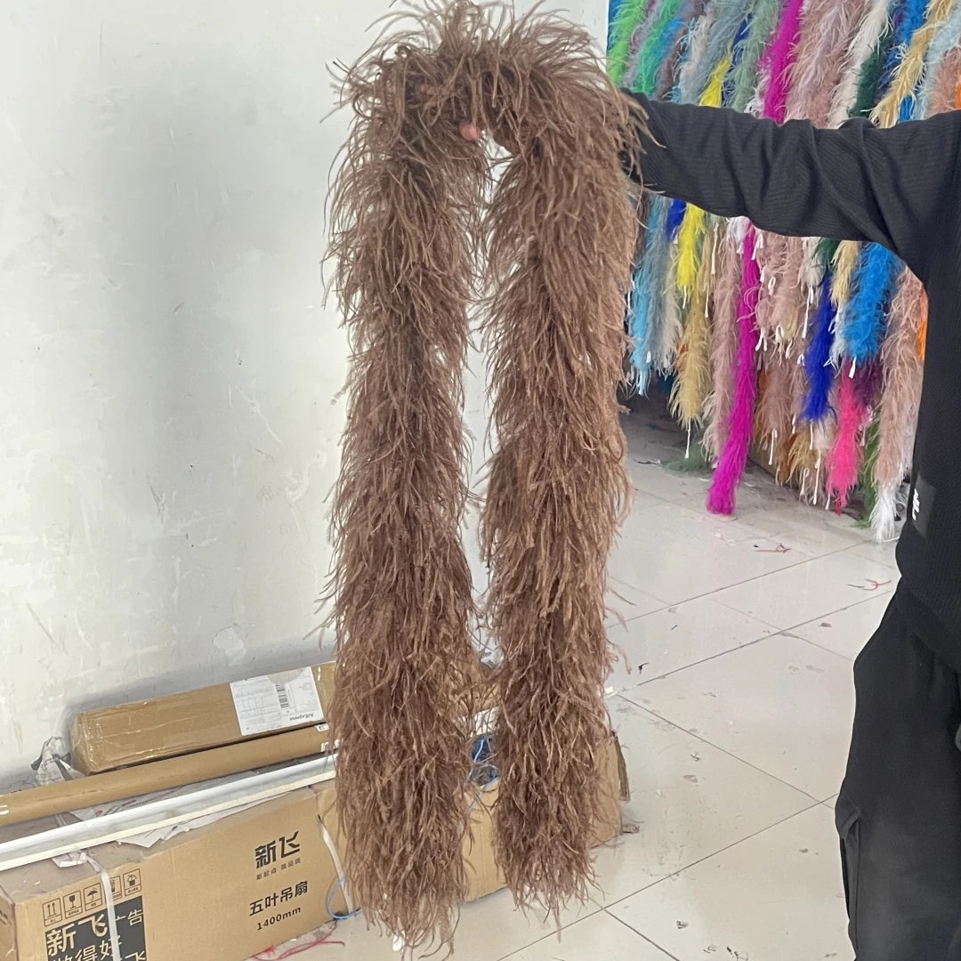 2M Royal blue Natural Ostrich Long Feathers Boa Decoration for Party Wedding Dress Shawl Clothes Sewing Accessories Crafts Plume