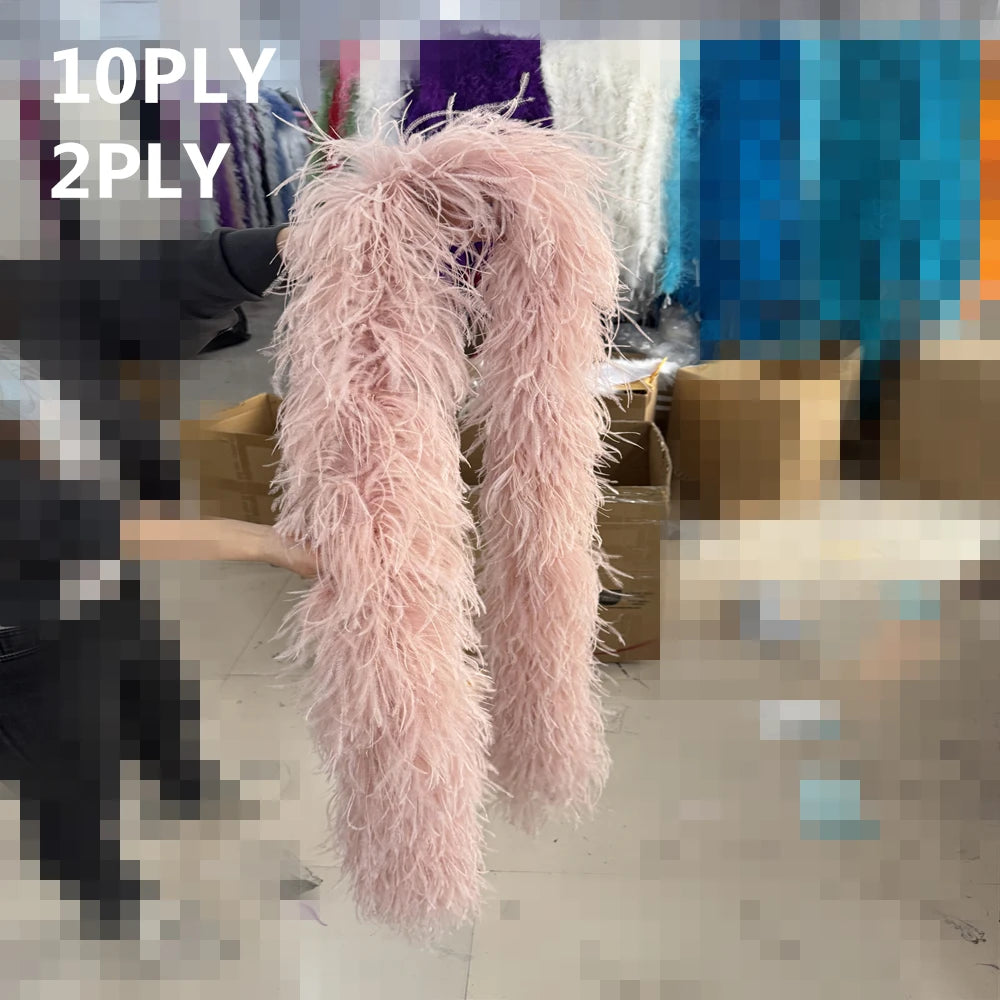 2M Royal blue Natural Ostrich Long Feathers Boa Decoration for Party Wedding Dress Shawl Clothes Sewing Accessories Crafts Plume