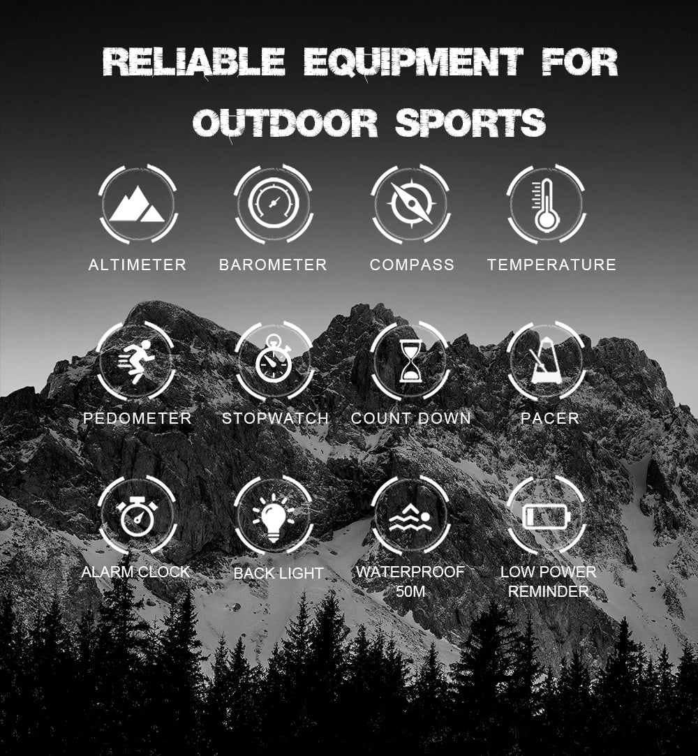 NORTH EDGE Smart Watch For Men Altimeter Barometer Thermometer Compass Military Digital Clock Outdoor Smartwatch Waterproof 50m