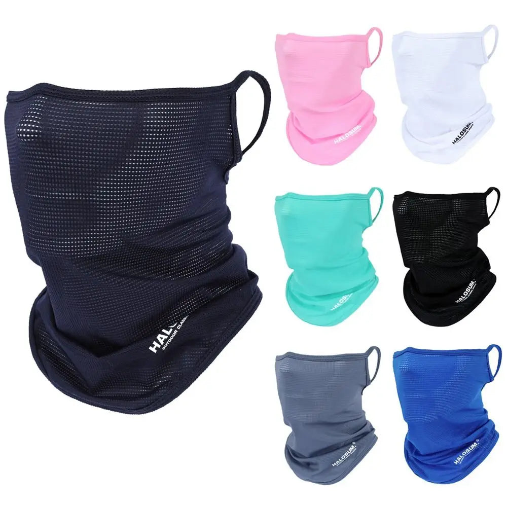 Thin Breathable Quick-dry Outdoor Face Mask Sun Protection Summer Ice Silk Scarf Letter Pullover Neck Warmer