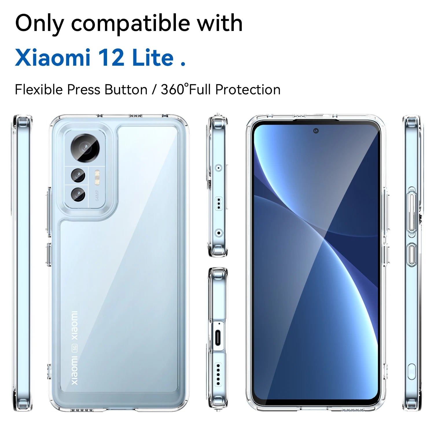 For Xiaomi 12 Lite Case Silicone Clear TPU Phone Case For Mi 12 Lite 12T Pro Capa Protecor For Xiaomi 12 Lite Cover
