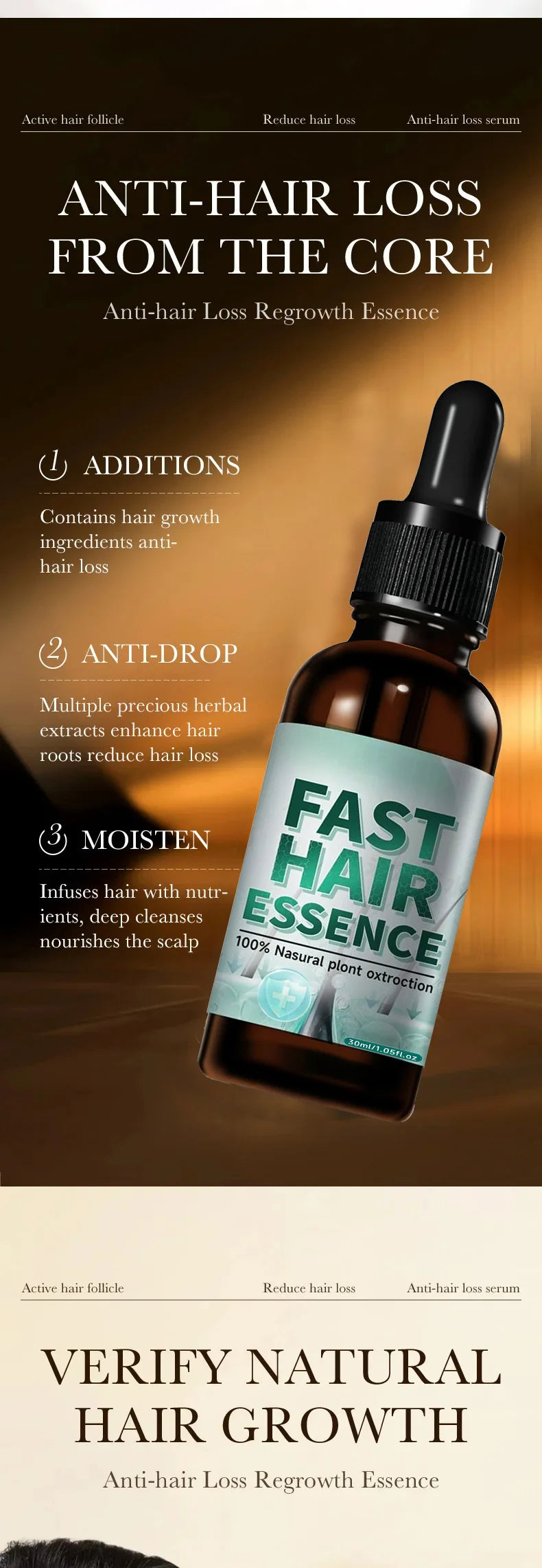 Hair Growth Essential Loss Regrowth Treatment Strengthens Hair Nourishes Scalp Light Weight Non Greasy Improve Scalp Circulation