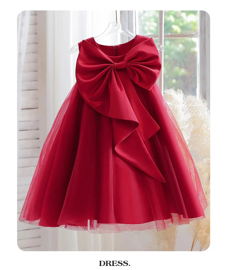 2 3 4 5 6 7 8 Years Summer Girls Dress Sleeveless Bow Elegant Little Princess Dress Piano Performance Costumes New Kids Clothes