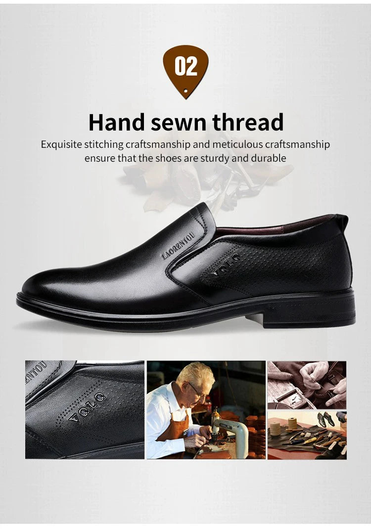 LAORENTOU genuine leather casual shoes, men's cowhide breathable soft sole, versatile business leather shoes