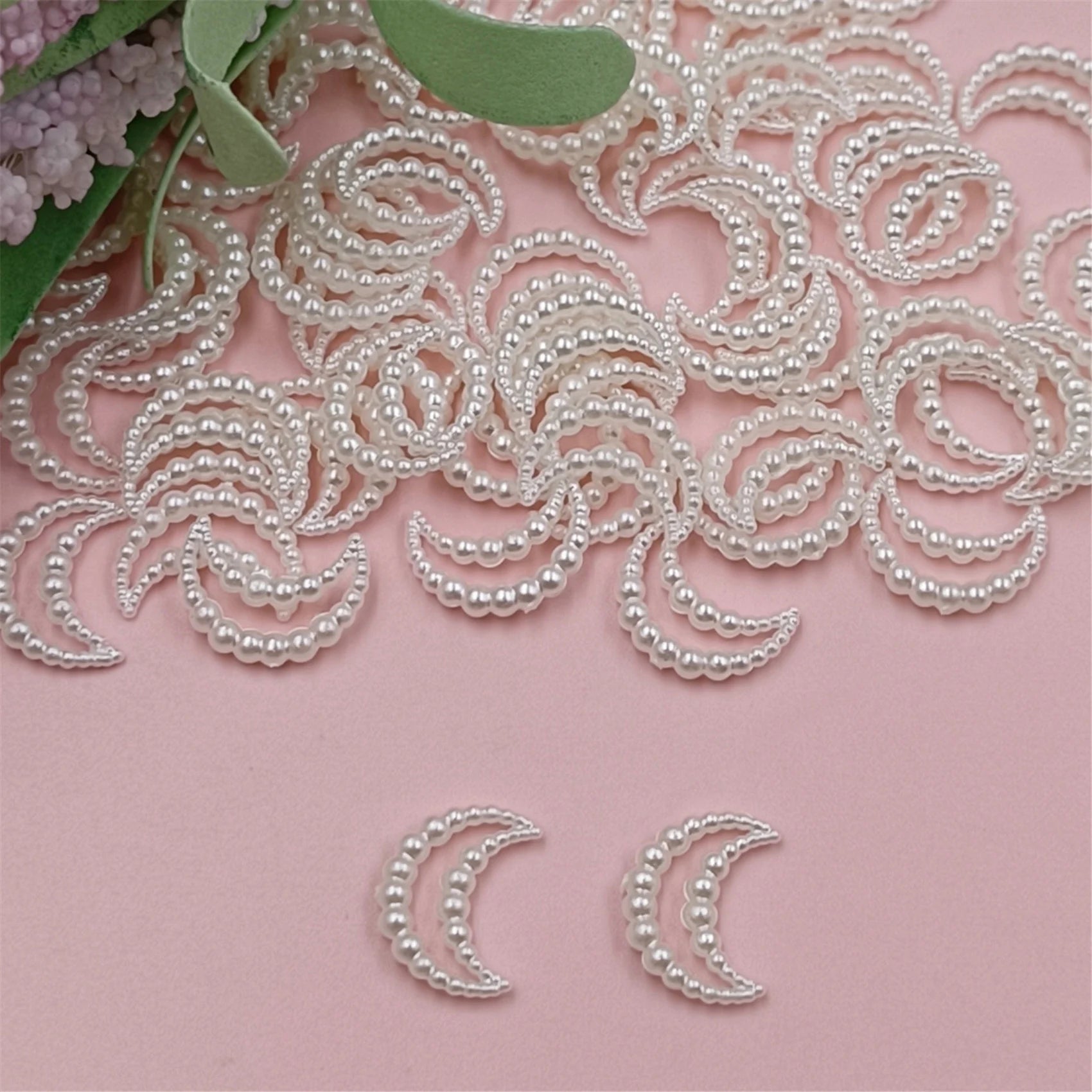 8-15mm 40pcs/pack Imitation Pearl Hollow Heart Star Flower Beads For Jewelry Making DIY Crafts Hairpin Material