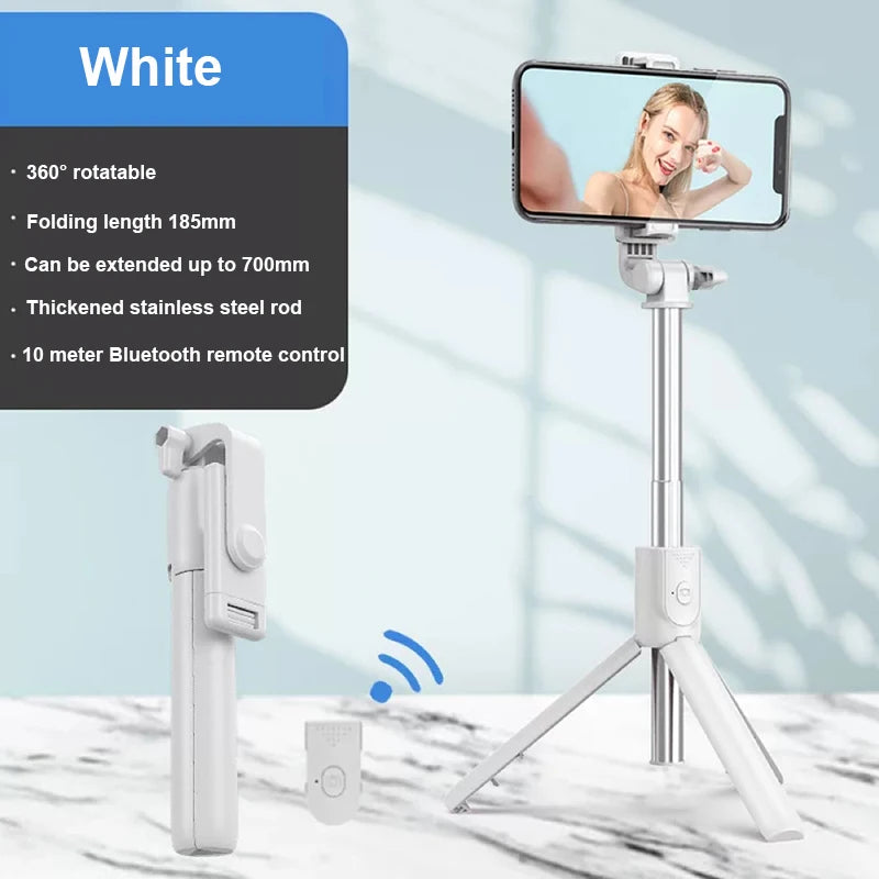 Portable Bluetooth Selfie Stick Mobile Tripod Holder with Remote Shutter Extendable Wireless Remote Retractable Phone Stand