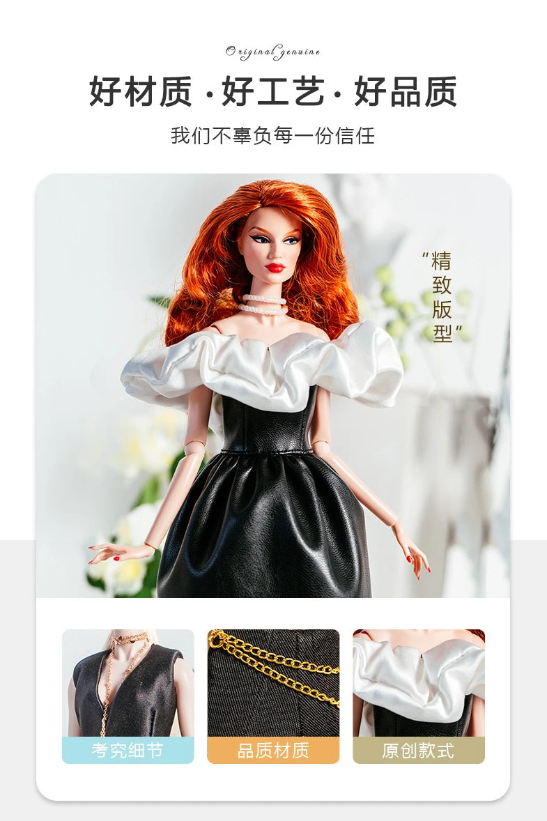 Gorgeous dress gown clothing / black clothes set + shoes / 1/6 Doll clothes suit outfit for 30cm Xinyi FR ST PP BB Doll