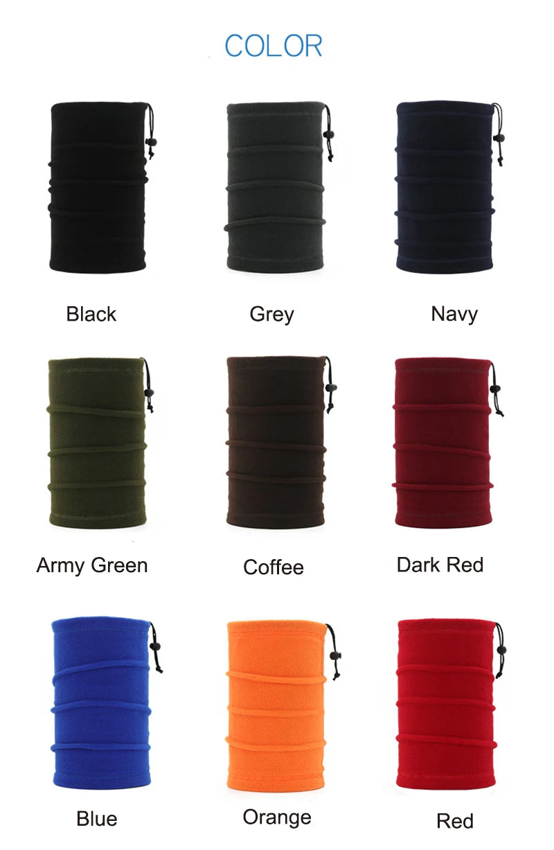 Winter Neck Warmer Cycling Scarf Face Mask Neckerchief Drawstring Polar Fleece Skiing Men Women Hiking Kerchief Camping Sports