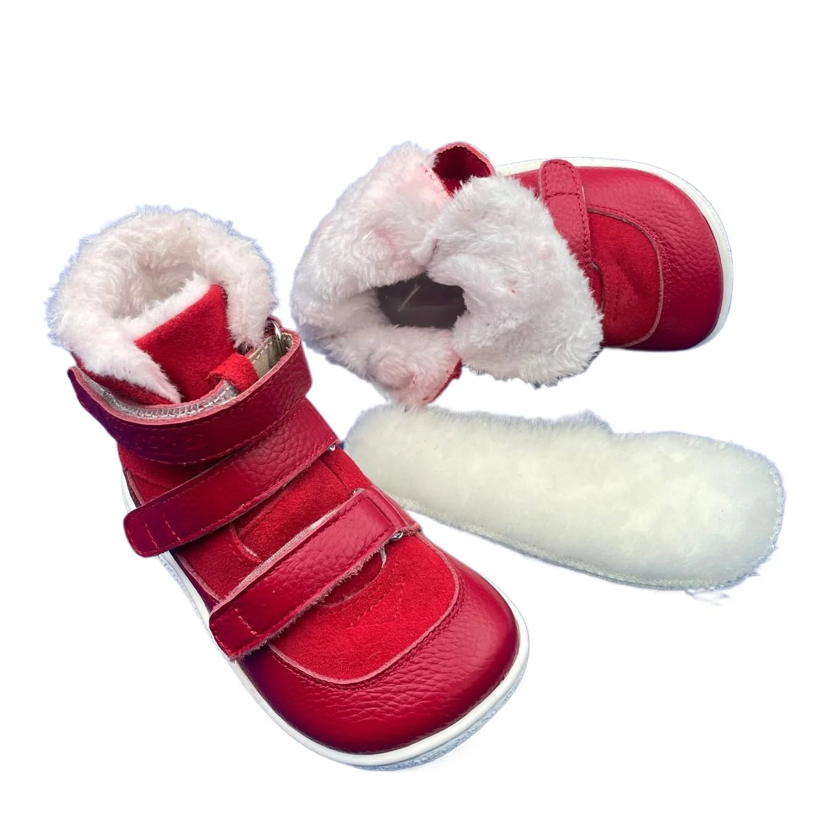 TipsieToes Top Brand Barefoot Genuine Leather Baby Toddler Girl Boy Kids Shoes For Fashion Winter Snow Boots 3 Straps Fur Inside