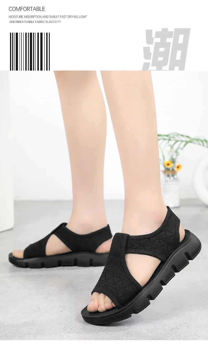 Summer 2026 Women's Breathable Sandals Thick Soled Casual Women's Shoes Half Slippers Mesh Flat Sandals Clearance Treatment