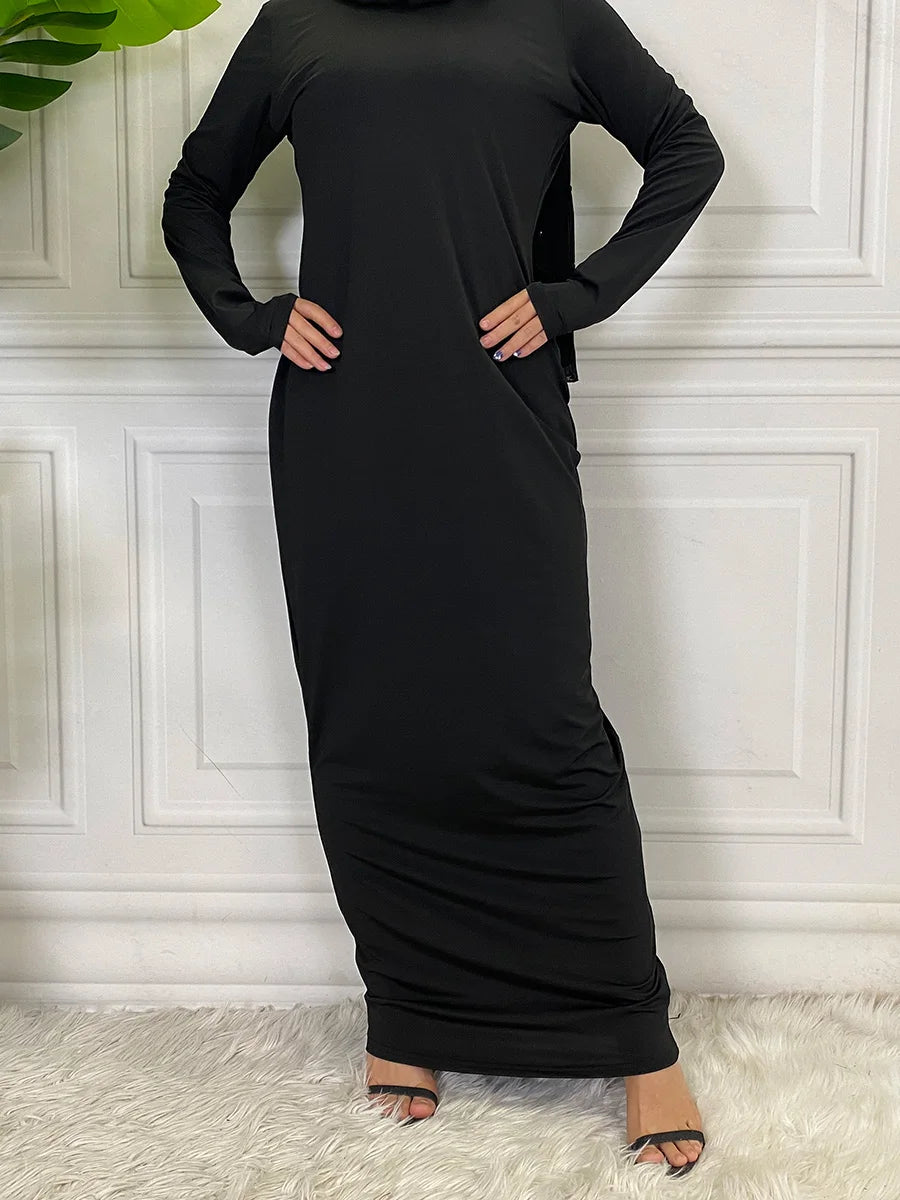 Muslim Middle East new fashion base solid color dress Dubai Turkey Arab elegant popular women's dress