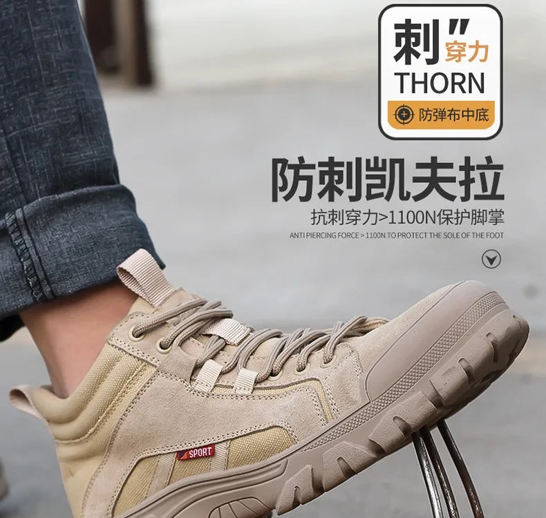 2024 High-top work safety boots men's steel toe work shoes indestructible anti-smashing anti-puncture work sneakers