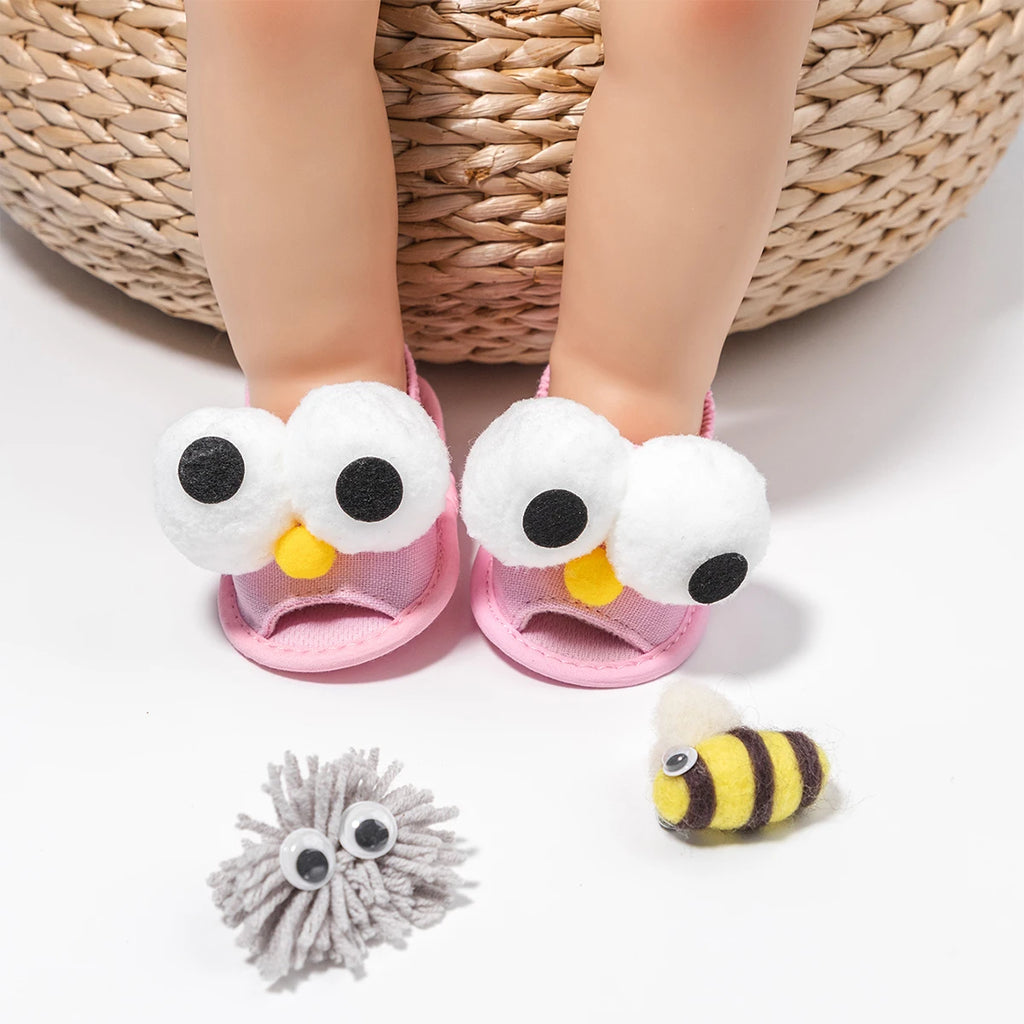 Meckior Summer Sandals Baby Boy Girl Shoes Fluff Baby Girl Slipper Animals Flower Anti-Slip First Walkers Crib Shoes