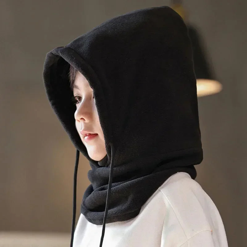 Warm Fleece for Children Boy Girl Winter Face Mask Neck Warmer Hooded Cap Windproof Thermal Head Cover Beanies Bandana