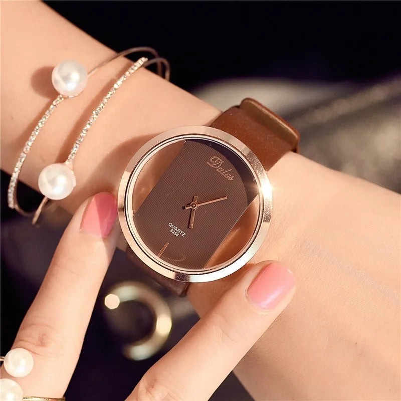 Famous Watch for Women Luxury Leather Skeleton Strap Watch Dress Watch Casual Quartz  Watch Stainless Steel Watch часы женские