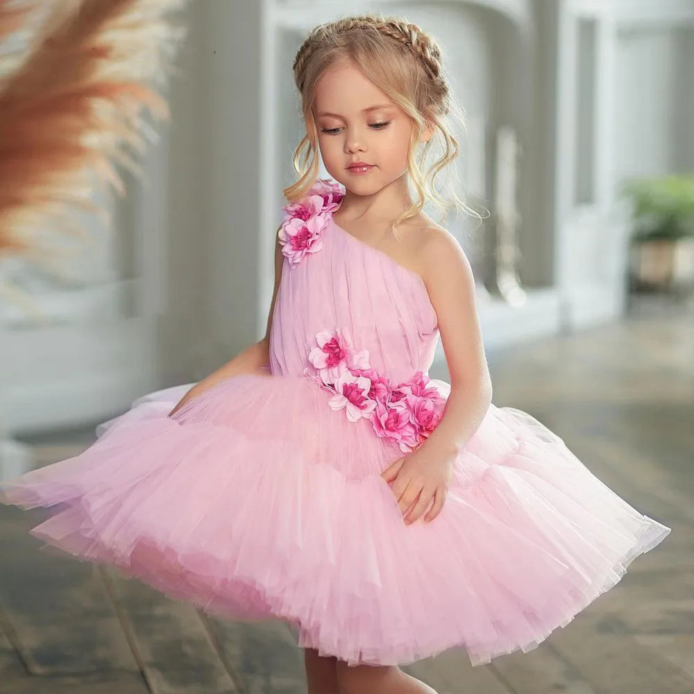 Flower Girl Dress Birthday Ball Gown Puffy For Wedding Tulle Appliques Beading Party Pageant First Communion Gown Gift