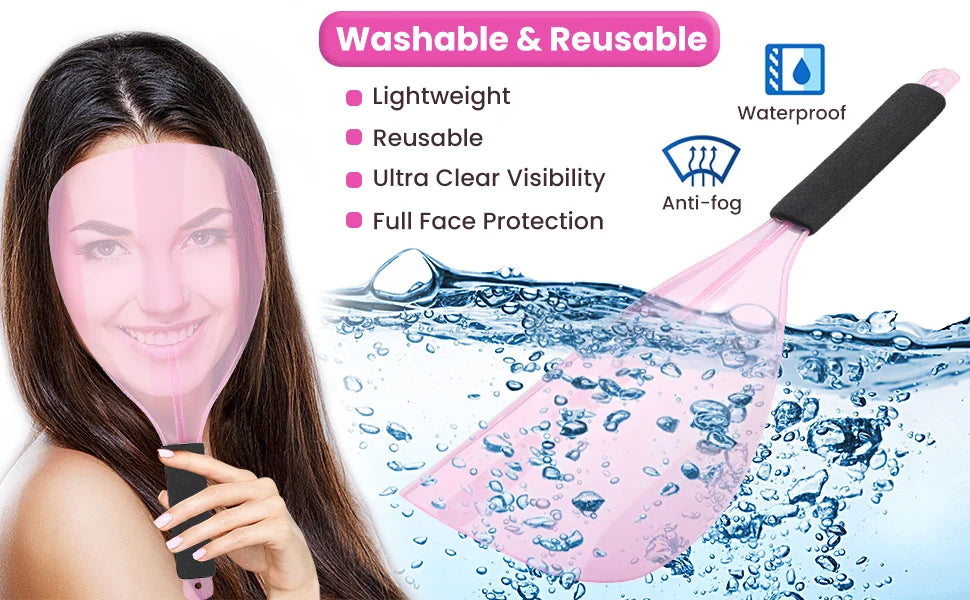 1/3pcs Hair Salon Face Shield Plastic Haircut Face Protector Mask with Sponge Handle Reusable Face Mask Cover Makeup Protector