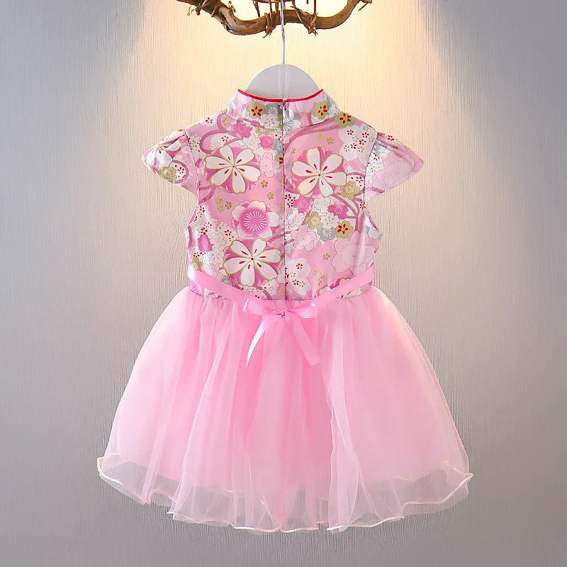 Vestido Girls Dresses Spring Summer Children's Chinese Style Dress Kids Cheongsam Princess Dresses for Girls Baby Tutu Clothing