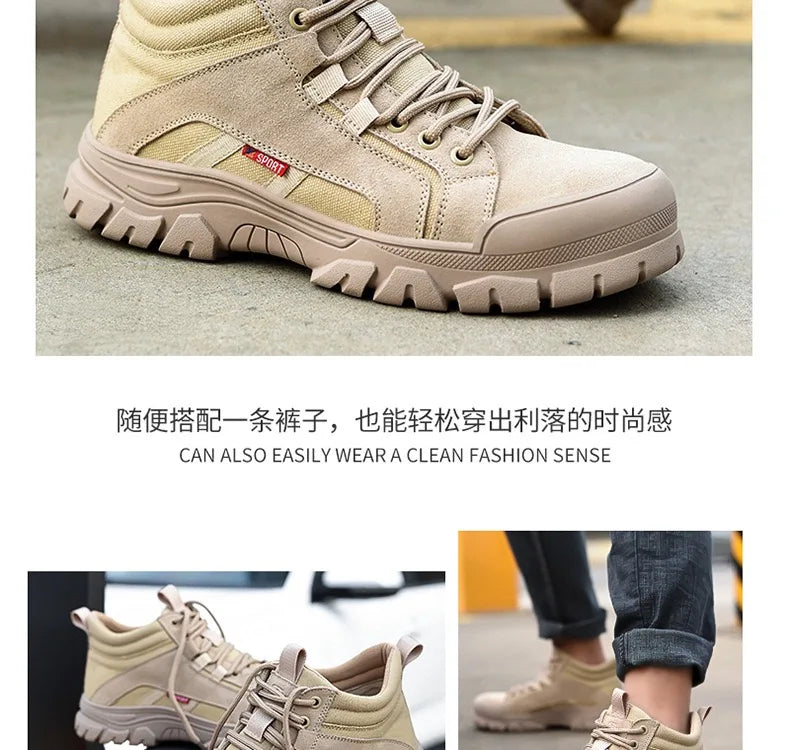 2024 High-top work safety boots men's steel toe work shoes indestructible anti-smashing anti-puncture work sneakers
