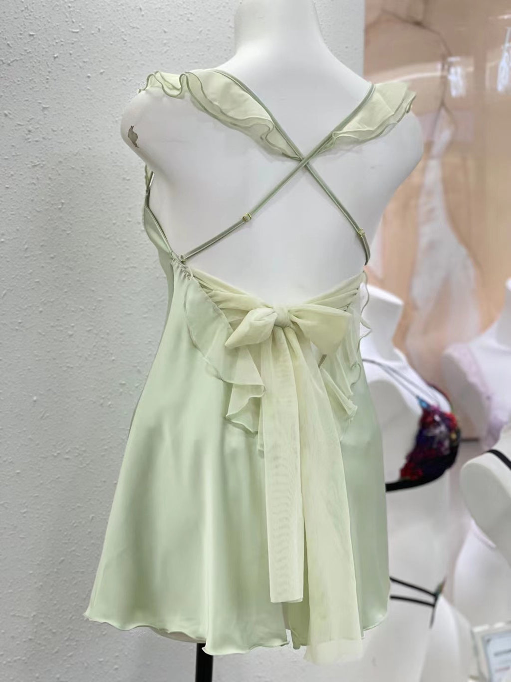 Evening Sexy Pajamas Women Sleepwear Ruffles Butterfly Mesh Nightdress with Chest Pad Underwear Sexy Lingerie Sleeping Dress