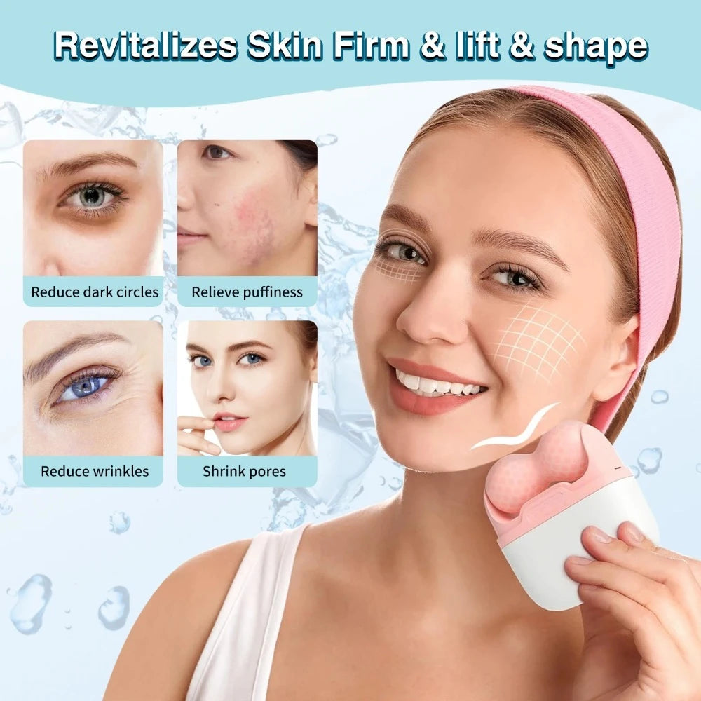 Double Head Ice Roller for Face Eye Puffiness Migraine Pain Relief Minor Injury Facial Cold Body Massage Roller Skin Beauty Tool
