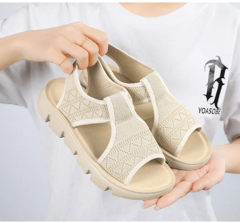 Summer 2026 Women's Breathable Sandals Thick Soled Casual Women's Shoes Half Slippers Mesh Flat Sandals Clearance Treatment
