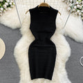 White/Black Sexy Summer Knit Strap Dress Women Tank V Neck Elatic Waist Bodycon Sundress Female Beach  Midi Dress