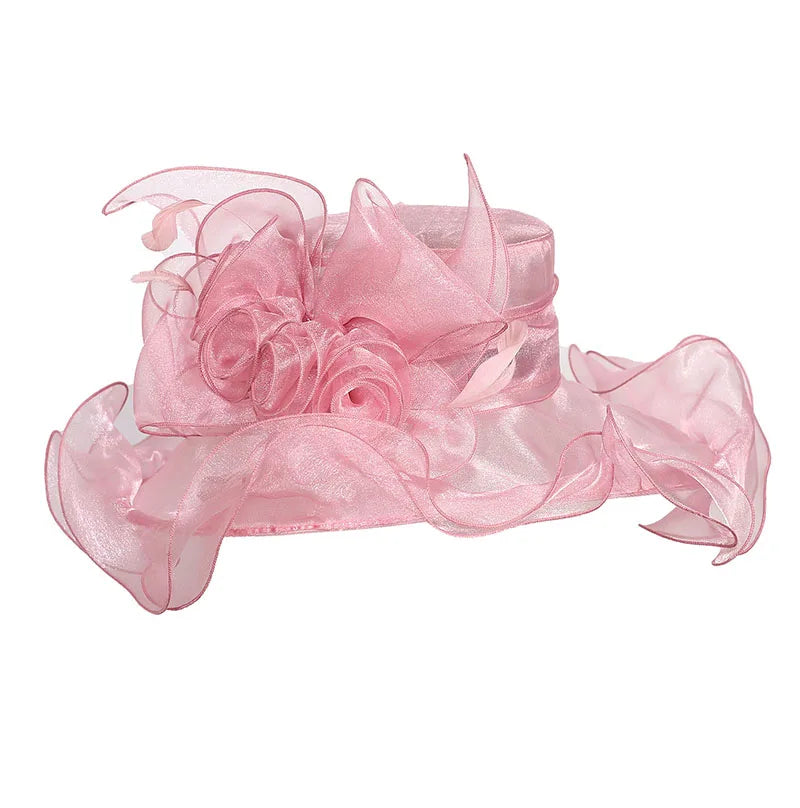 FS Wide Brim Kentucky Derby Hats Fascinators For Women With Veil Flower Organza Wedding Church Cocktail Tea Party Dress Cap 2025