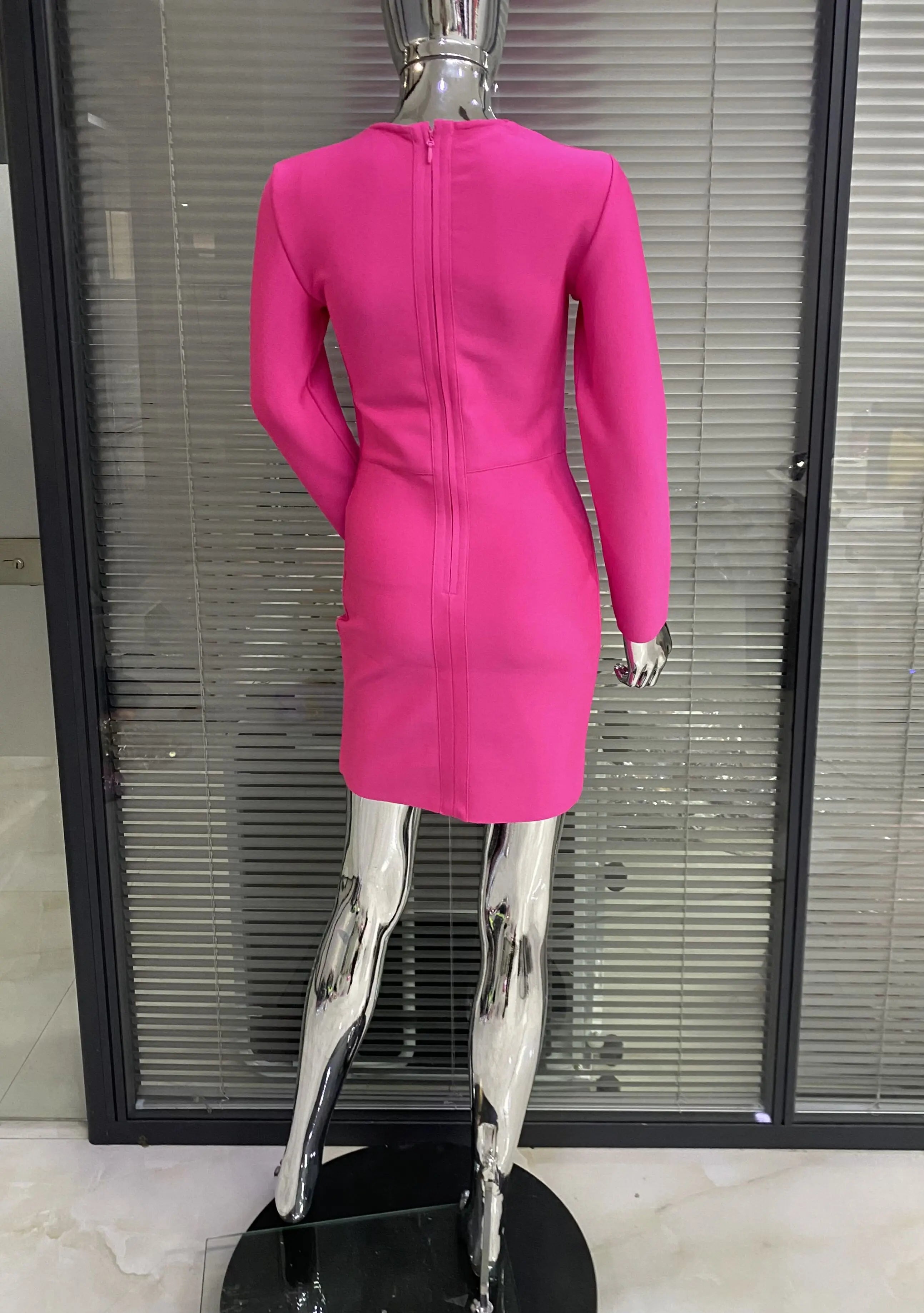 New Winter Women Black Beading Long Sleeve Rayon Bandage Sexy Hollow Out Mini Club Celebrity Runway Party Dress